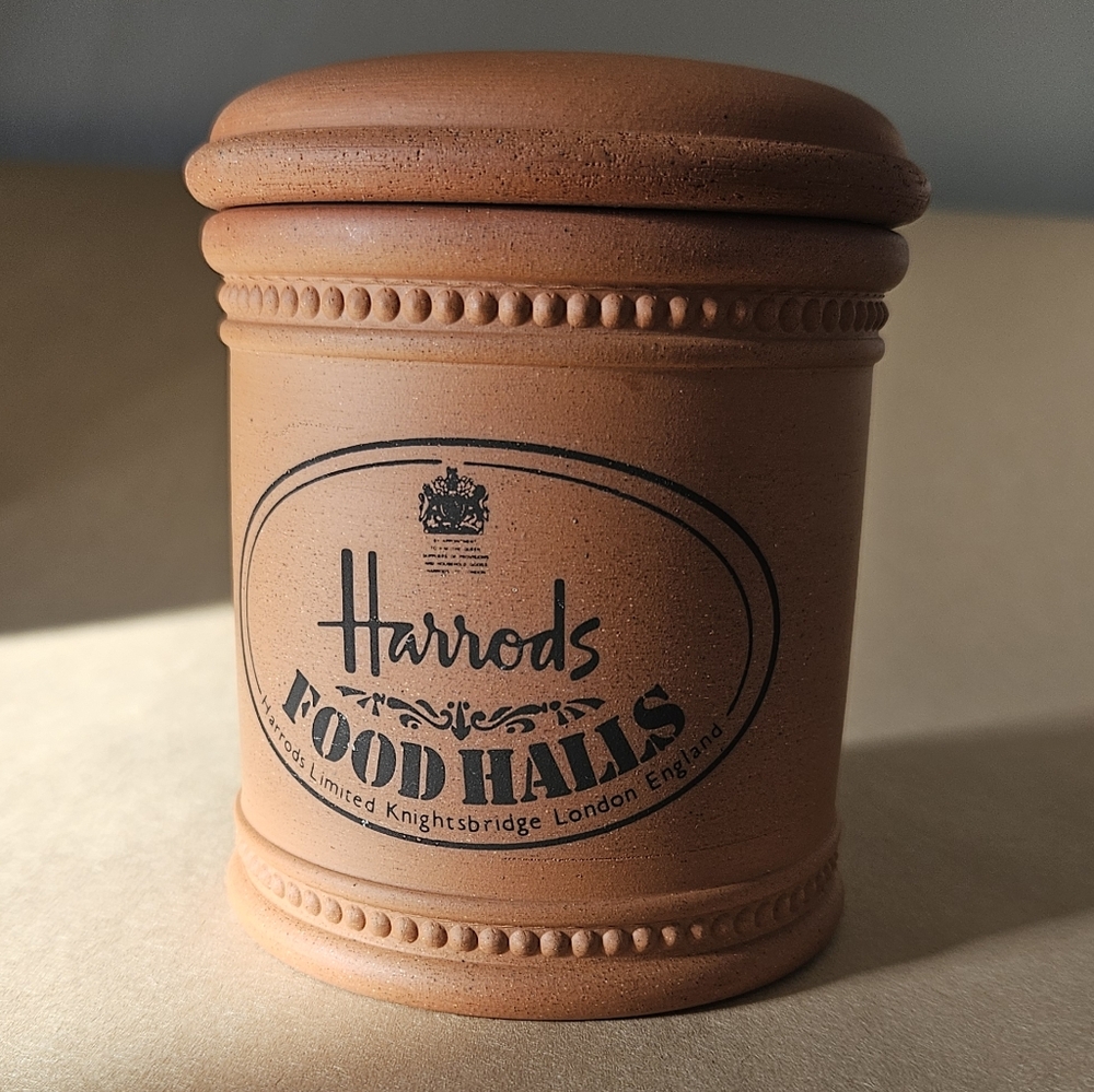 EUC Vintage Harrod's Salt Cellar/Garlic Pot - Small Terracotta Canister & Lid.